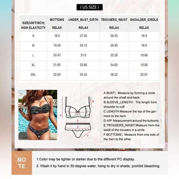 🆕 Push Up Bikini Set Halter Bathing Suits 2 Pieces Swimsuit - Picture 3 of 3